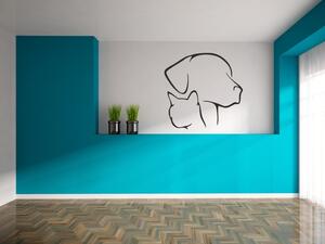 Samolepka na stěnu - Pes a kočka - dekorace-steny.cz - 60 x 60 cm - 193