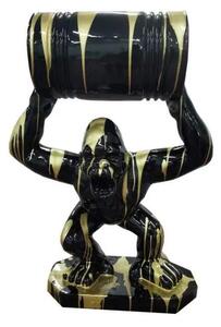 Dekorativní soška Gorila S černo zlatá s barelem 65 cm
