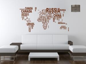 Samolepky na zeď - Mapa světa ze slov - dekorace-steny.cz - 120 x 235 cm - 245