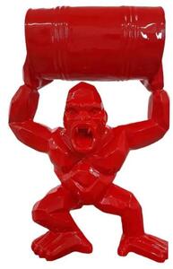 Dekorativní socha Gorila M červená s barelem 99 cm