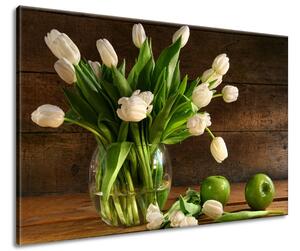 Obraz na plátně Bílé tulipány Velikost: 120 x 80 cm
