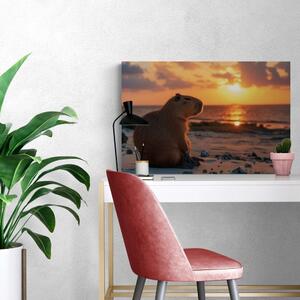 Obraz kapybara při západu slunce