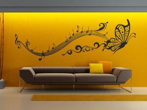 Dekorace na stěnu - Noty s motýlem - dekorace-steny.cz - 40 x 120 cm - 488