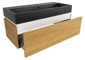 Koupelnová skříňka s umyvadlem SAT Feel 100x30x46 cm medový dub mat SATFEEL100DMU3