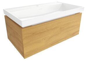 Koupelnová skříňka s umyvadlem SAT Feel 80x30x46 cm medový dub mat SATFEEL80DMU4