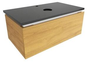 Koupelnová skříňka s žulovou krycí deskou SAT Feel 80x30x46 cm medový dub mat SATFEEL80DMZ