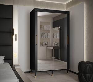 Šatní skříň Abi Calipso T3 Barva korpusu: Černá, Rozměry: 250 cm, Dveře: Černá + zrcadlo
