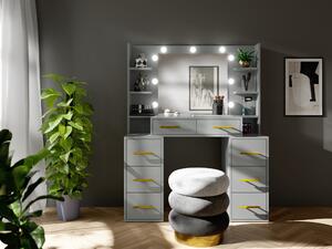 Toaletní stolek AGA se zrcadlem a LED osvětlením Barva korpusu: Gray