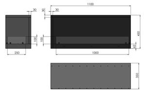 InFire - Rohový BIO krb 110x45 cm 3kW černá