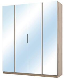 Šatní skříň KAJA 4LU | 200 cm | se zrcadly | VYSOKÁ | evoke/černá