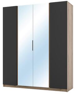 Šatní skříň KAJA 2F 2LU | 200 cm | se zrcadly | VYSOKÁ | evoke/černá
