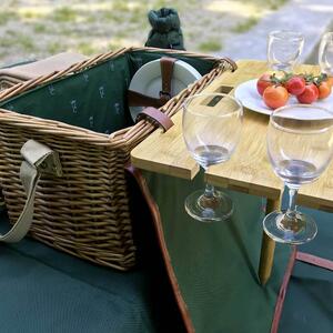 Piknikový koš SAINT-HONORÉ zelený pro 4 osoby s dekou - Les Jardins de la Comtesse