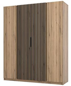 Šatní skříň KAJA 2F 2LAM | 200 cm | bez zrcadla | VYSOKÁ | evoke + černé lamely