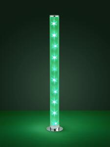 Trio R42811001 LED stojací svítidlo Rico 1x4W | SMD | 150lm | 3000K | RGB - stmívatelné, nožní vypínač, paměťová funkce, dálkové ovládání, chrom