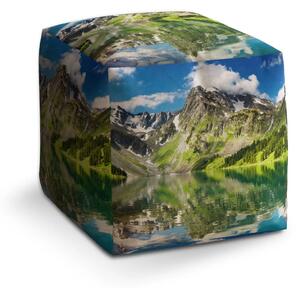 Sablio Taburet Cube Odraz hor na jezeře - 40x40x40 cm