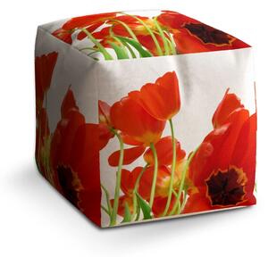 Sablio Taburet Cube Tulipány - 40x40x40 cm