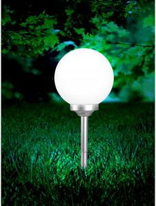 Globo 3378 LED solární zahradní lampa Solar 4x0,06W | IP44 - k zapíchnutí, stříbrná, bílá