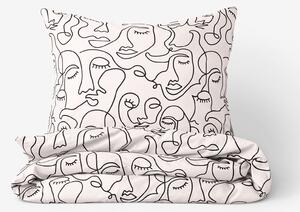 Goldea bavlněné ložní povlečení - abstraktní obličeje na béžovém 140 x 200 a 70 x 90 cm