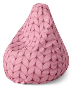 Sablio Sedací vak Pear Růžové pletení z vlny - 70 x 95 x 15 cm