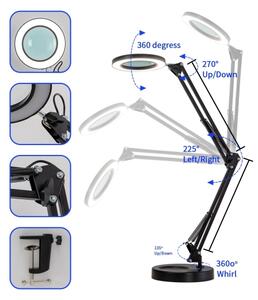 Brilagi - LED Stmívatelná stolní lampa s lupou LED/12W/5V 3000/4200/6000K černá