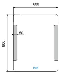 Nimco LED zrcadlo 15W, 60x80 cm se dvěma dotykovými senzory