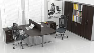 NABYTEK-DESIGNOVY.CZ - ZEP 2.12P 07 - Sestava kancelářského nábytku Komfort 2.12, kaštan/šedá