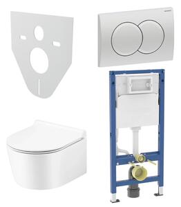WC SET Geberit DuoFix s WC mísou Corona + tlačítko Delta 01, chrom + izolační deska