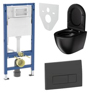 WC SET Geberit DuoFix s WC mísou Caneo, černá + tlačítko Delta 50, černá + izolační deska