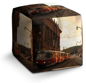 Sablio Taburet Cube Tramvaj v historickém městě - 40x40x40 cm