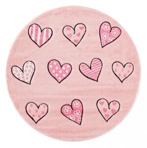 Vopi | Dětský koberec Momo 573-09 pink - kulatý průměr 133 cm