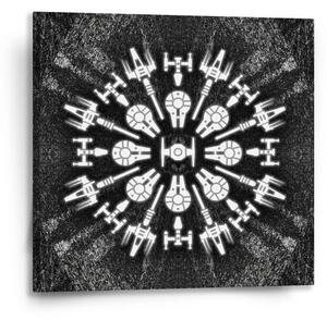 Sablio Obraz Star Wars Vesmírné lodě na šedém abstraktu - 50x50 cm