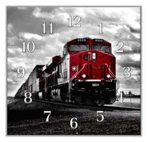 Nástěnné hodiny 30x30cm nákladní vlak - plexi