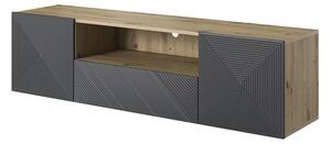 Závěsný TV stolek Asha 167 cm - dub artisan / rivier stone mat