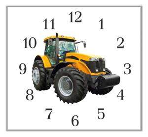 Nástěnné hodiny 30x30cm traktor JCB - plexi