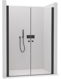 CERANO - Sprchové 2-křídlové dveře Antelo L/P - černá matná, transparentní sklo - 76x190 cm
