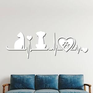 Dřevo života | Dřevěná dekorace Zvířecí láska | Rozměry (cm): 40x13 | Barva: Bílá