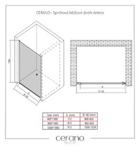 CERANO - Sprchové křídlové dveře Antelo L/P - chrom, transparentní sklo - 80x190 cm