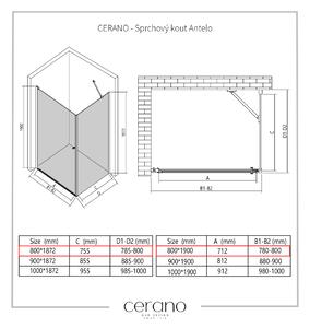 CERANO - Sprchový kout Antelo L/P - černá matná, transparentní sklo - 80x80 cm - křídlový