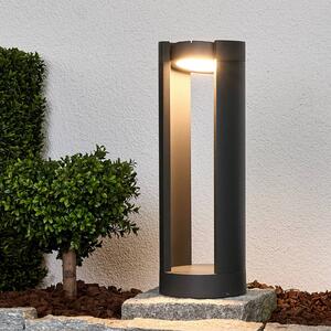 Lucande LED podstavné svítidlo Dylen, šedé, kov, 50 cm, IP65, Černá, Hliník, Moderní