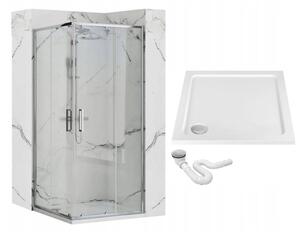 Rea Punto, sprchový kout 100x80x190 cm, 5mm čiré sklo, chromový profil + bílá sprchová vanička Savoy, KPL-K1009