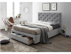 Šedá moderní postel s úložným prostorem SANTOLA 160 x 200 cm