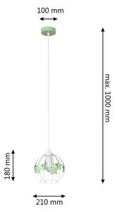 Dětský lustr na lanku STARS 1xE27/15W/230V zelená/bílá