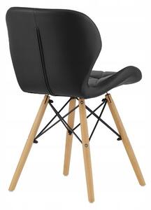 SUPPLIES LAGO Skandinávská kožená jídelní židle - černá barva