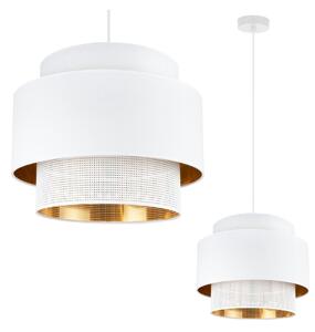 Závěsné svítidlo Asti, 1x PVC/bílé textilní stínítko, (fi 35cm), g/c, w