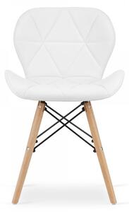 SUPPLIES LAGO Skandinávská kožená jídelní židle - bílá barva