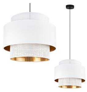 Závěsné svítidlo Asti, 1x PVC/bílé textilní stínítko, (fi 35cm), g/c, b