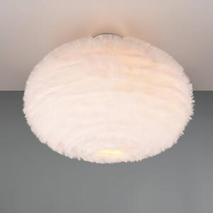 Chlupaté stropní svítidlo, Ø 50 cm, písková barva, syntetický plyš