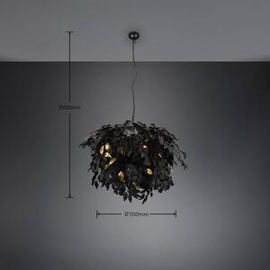 Závěsná lampa Leavy, černá/zlatá, Ø 70 cm, plast