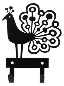 Kovový věšáček Peacock black 14,5x11,5, Bengt & Lotta Švédsko Černá