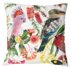 Bílý polštář s papouškem a květy Fleury Bird - 45*10*45cm - Mars & More